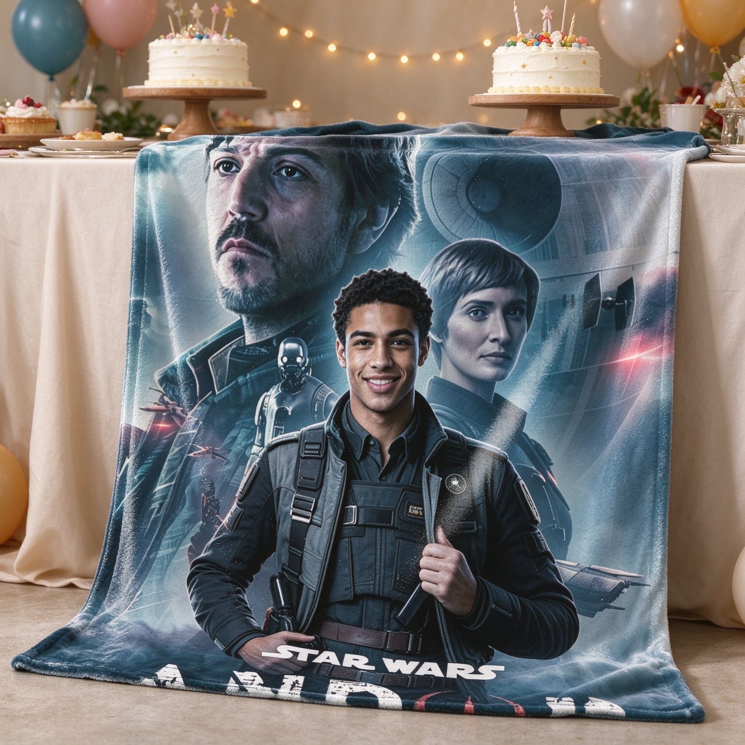 Custom Photo Face Blanket Personalized Sci-Fi Graphic Flannel Throw Lightweight Soft Cozy Warm Fleece Blanket Ideal