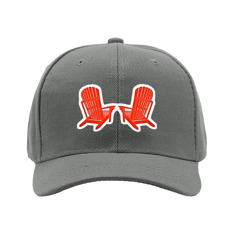 1pc New Baseball Cap with Red Adirondack Chair Print and Text Design Unisex Adjustable Hat for Outdoor Relaxation and Leisure Activities Suitable for Adults Who Love Nature and Casual Style
