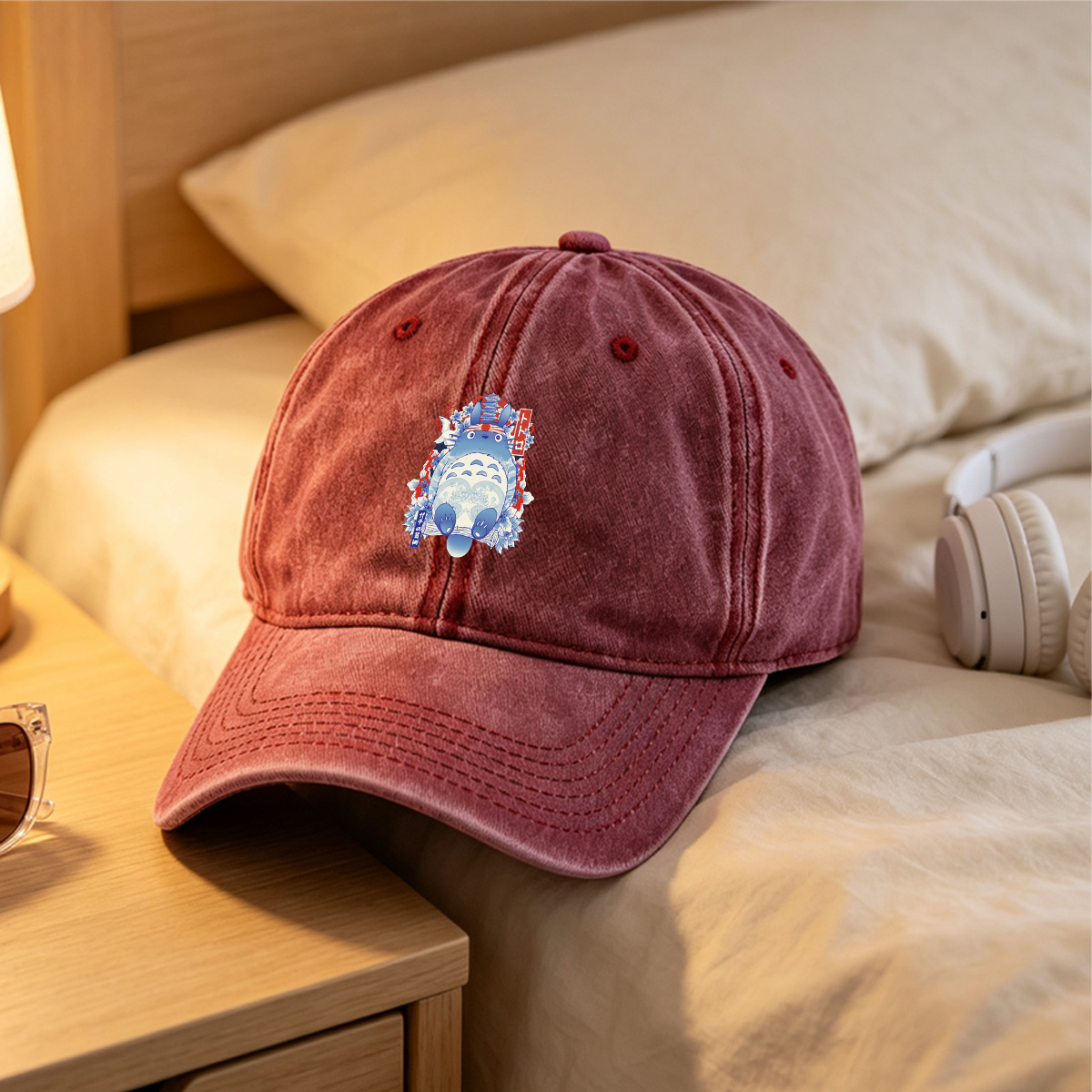Totoro Japanese Art Design - Washed Denim - Baseball Cap