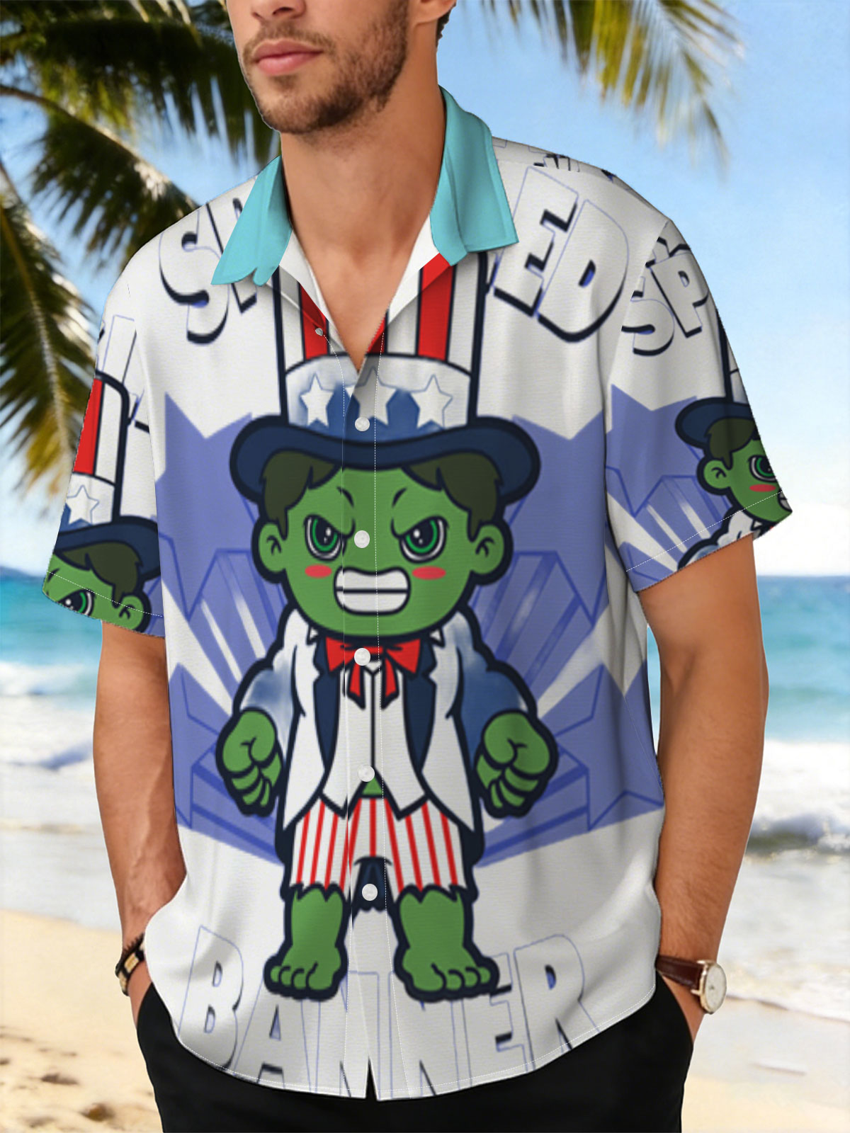 Star-Spangled Banner: Hulk in Uncle Sam Costume -  Shirt