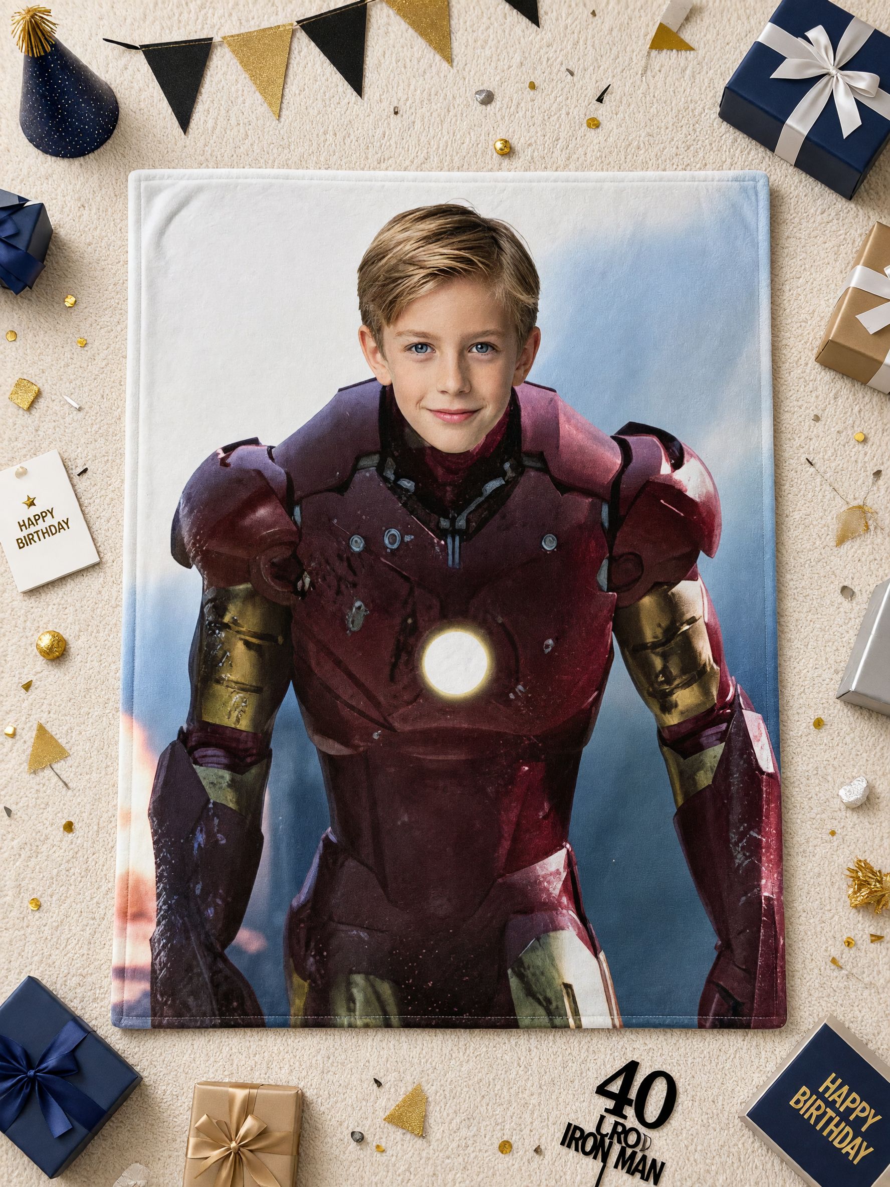 Custom Superhero Face Photo Blanket Personalized Ultra Soft Flannel Throw Anti-Pilling Cozy Warmth Gift for Couch Bed