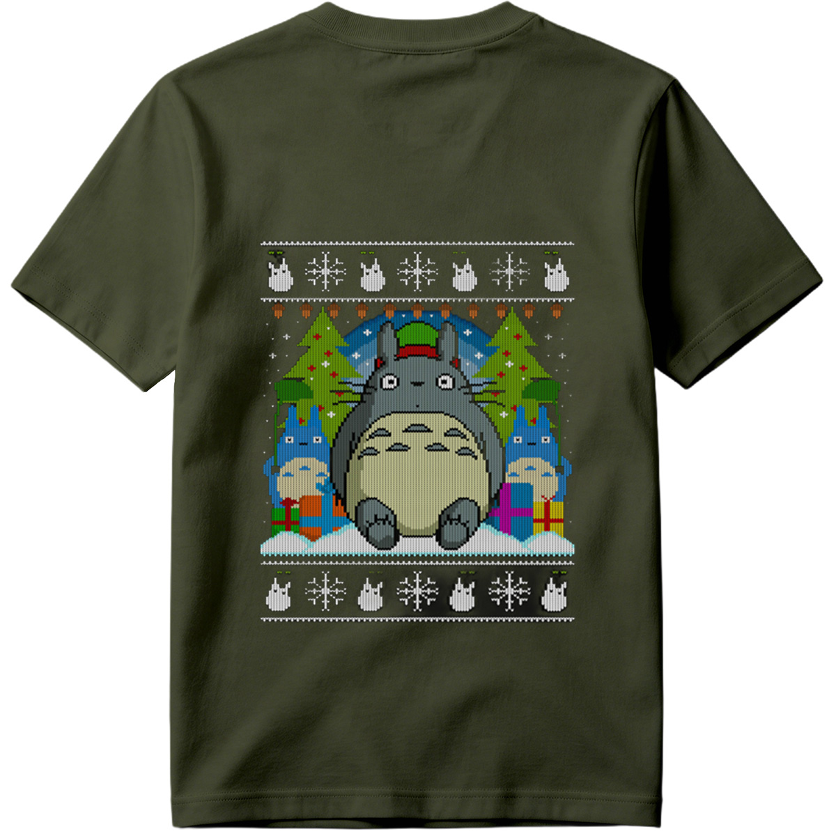 Totoro Christmas Knit Pattern - Tee