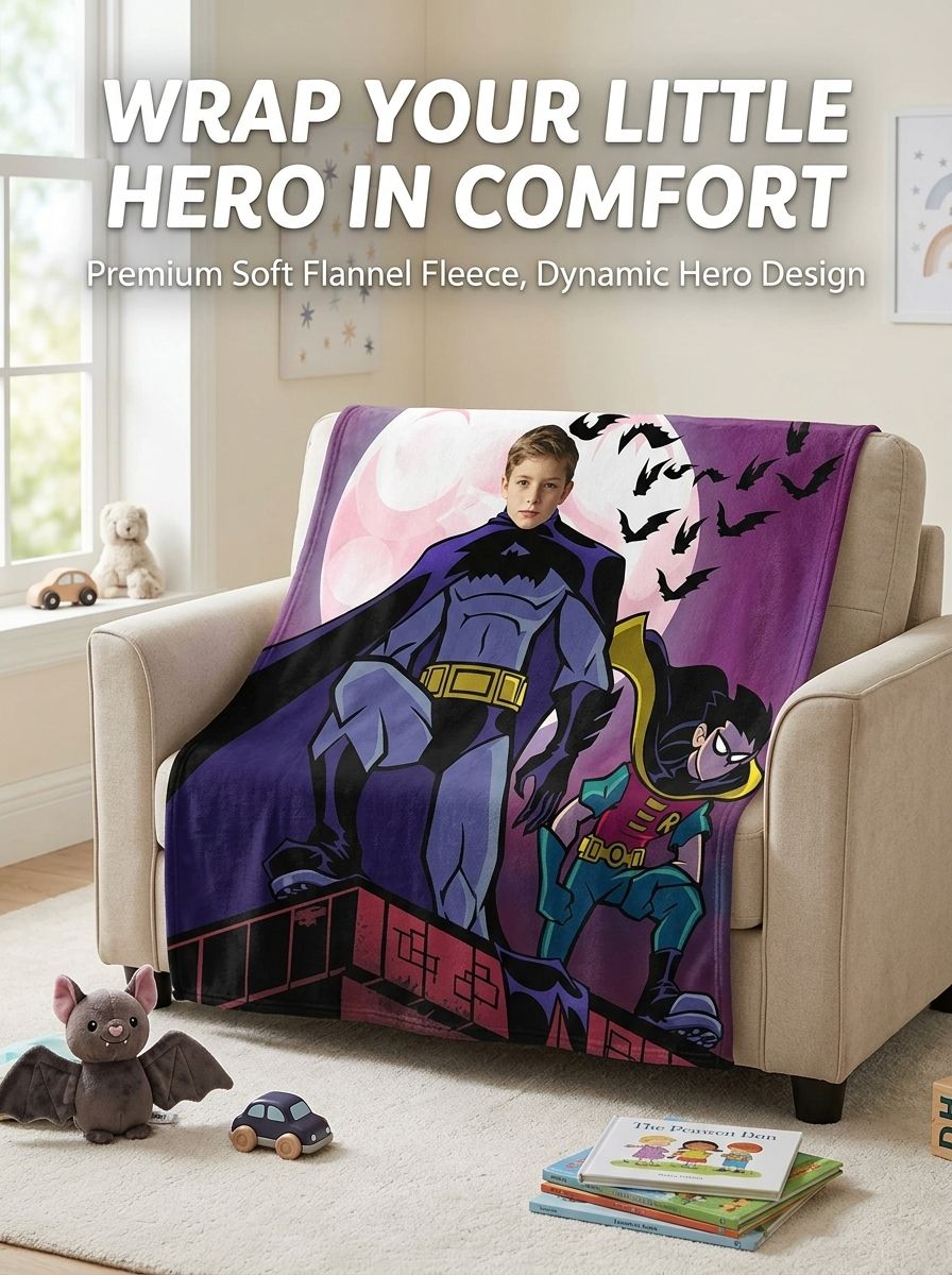 Custom Photo Face Superhero Flannel Blanket Ultra Soft Fleece Bed Throw Ideal Personalized Gift for Kids and Comic Fans