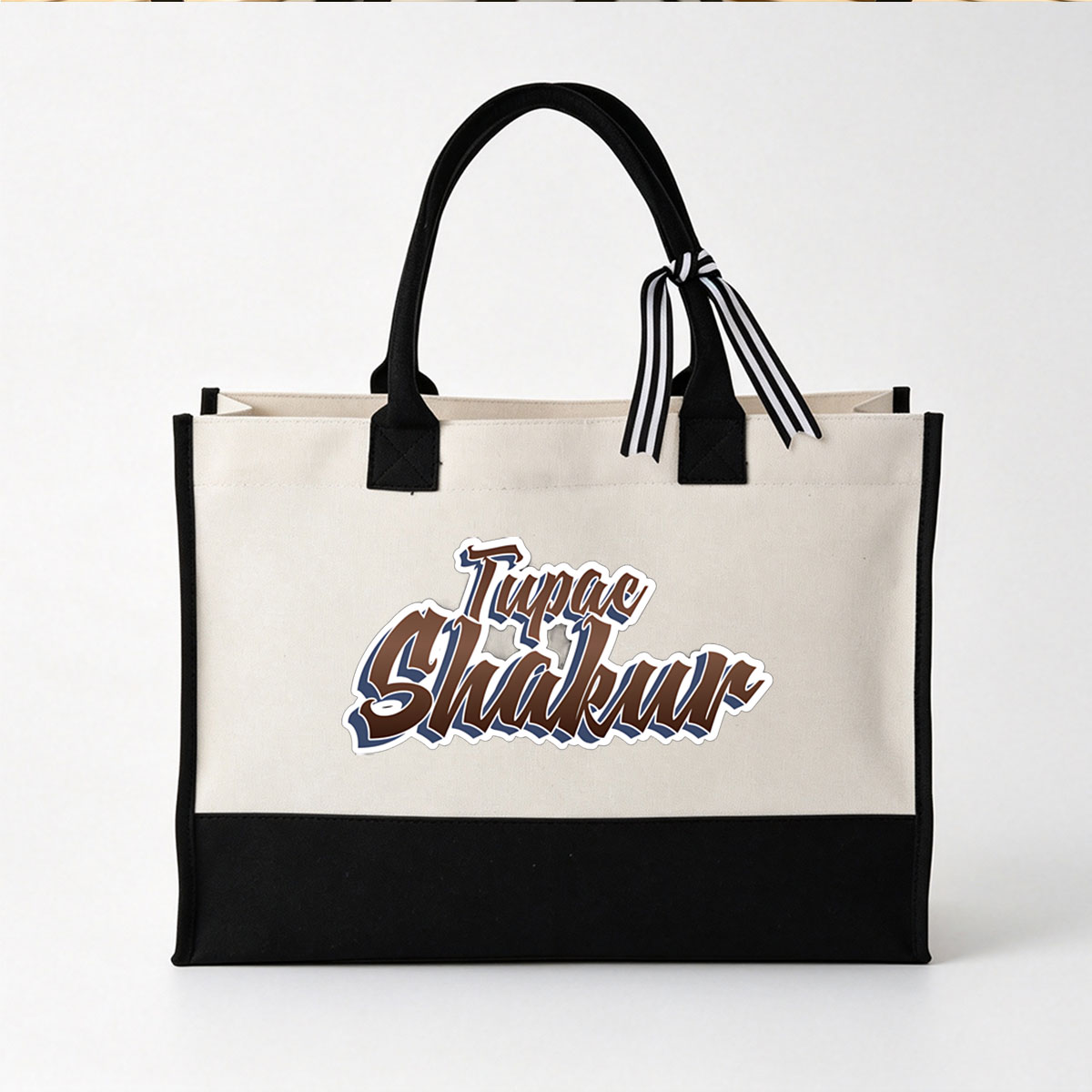 Tupac Shakur Signature Logo - Canvas patchwork gift tote bag