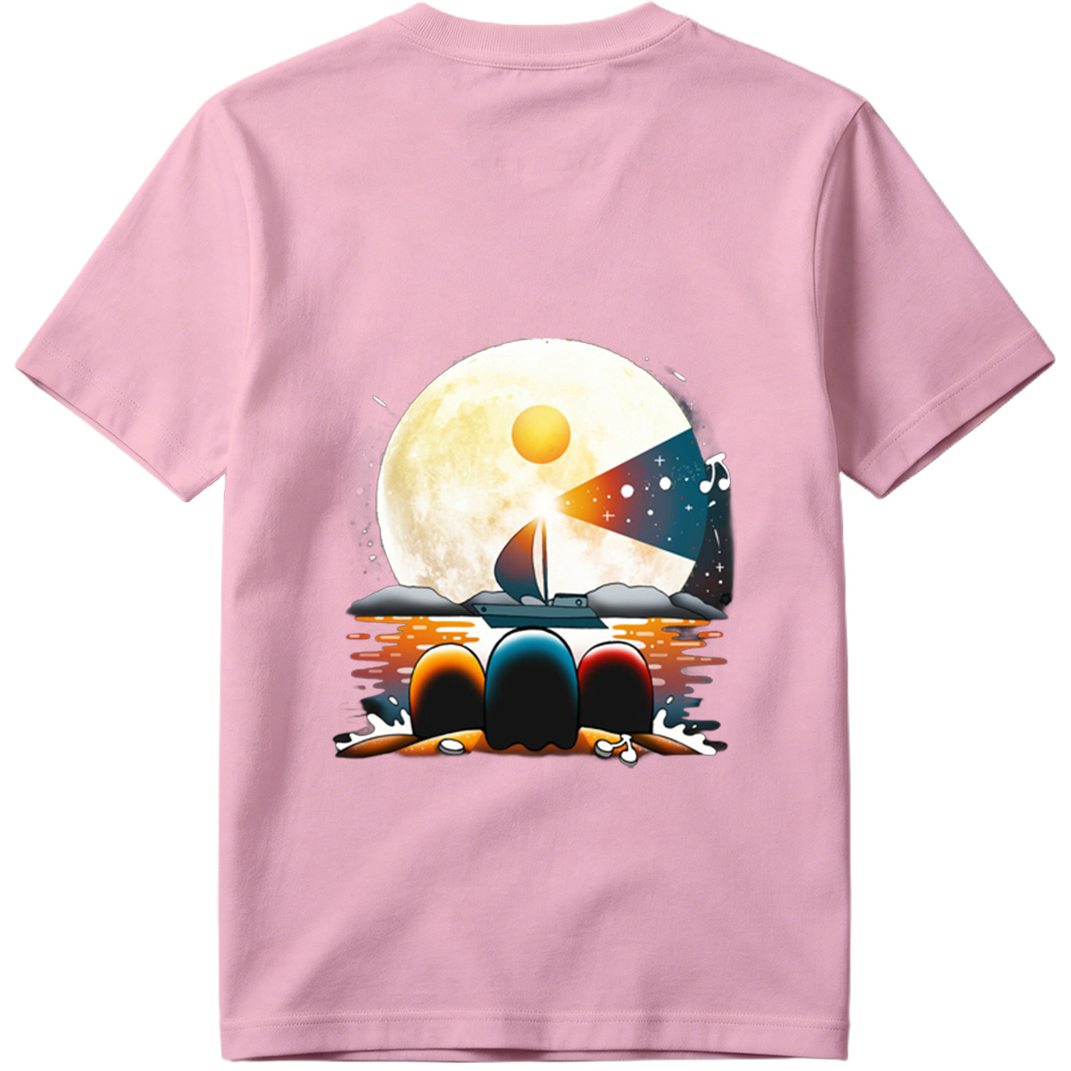 Sailboat Under the Moonlight with Musical Notes - Tee
