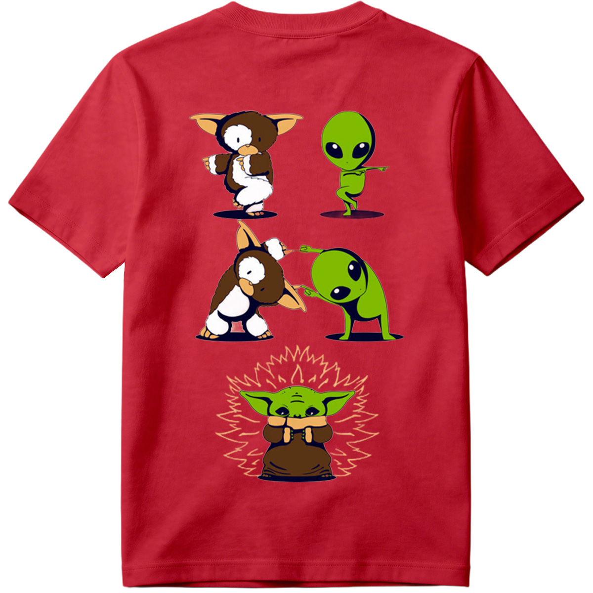 Diddy Kong, Alien, and Baby Yoda in Playful Poses - Tee
