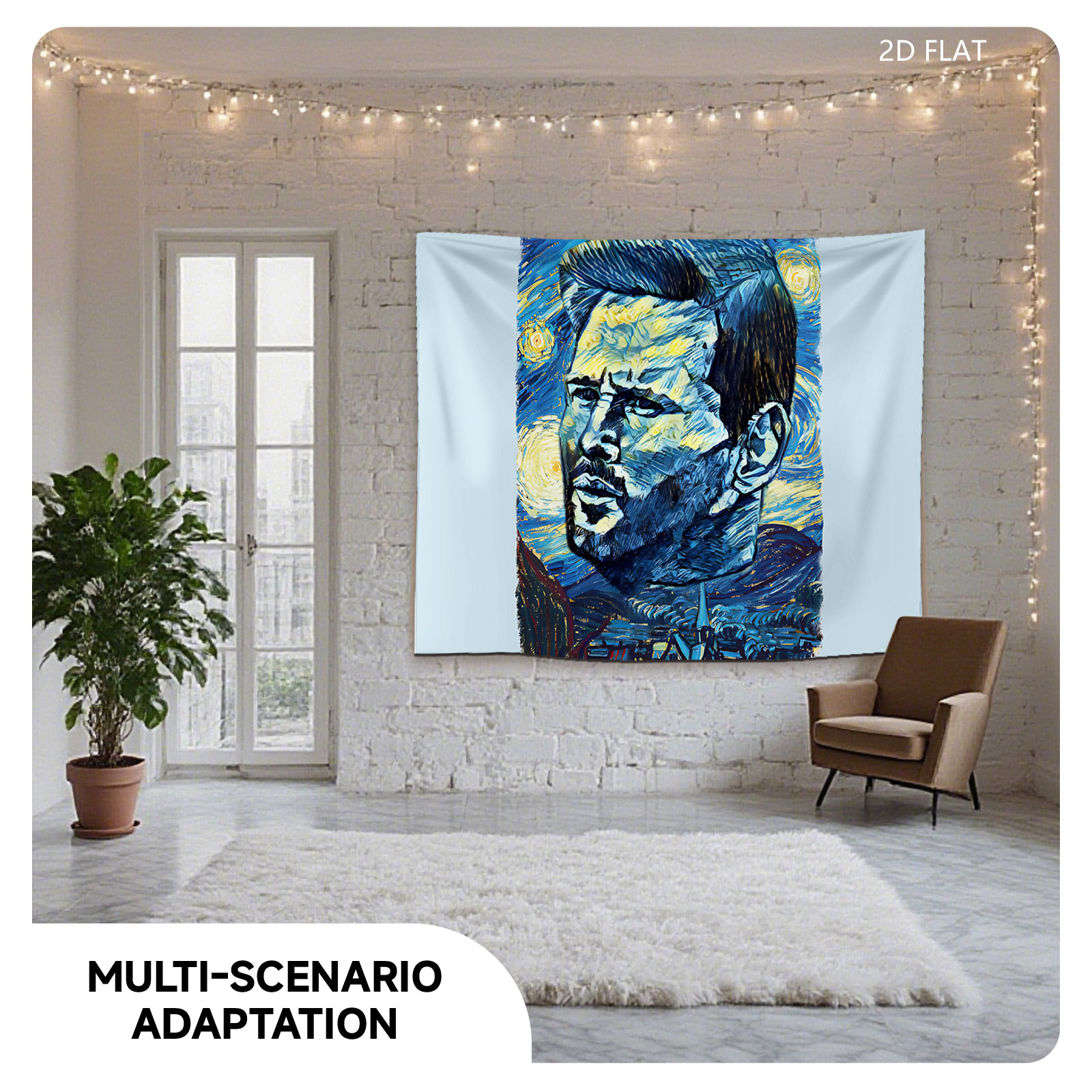 Vincent van Gogh Portrait in Starry Night Style - Tapestry