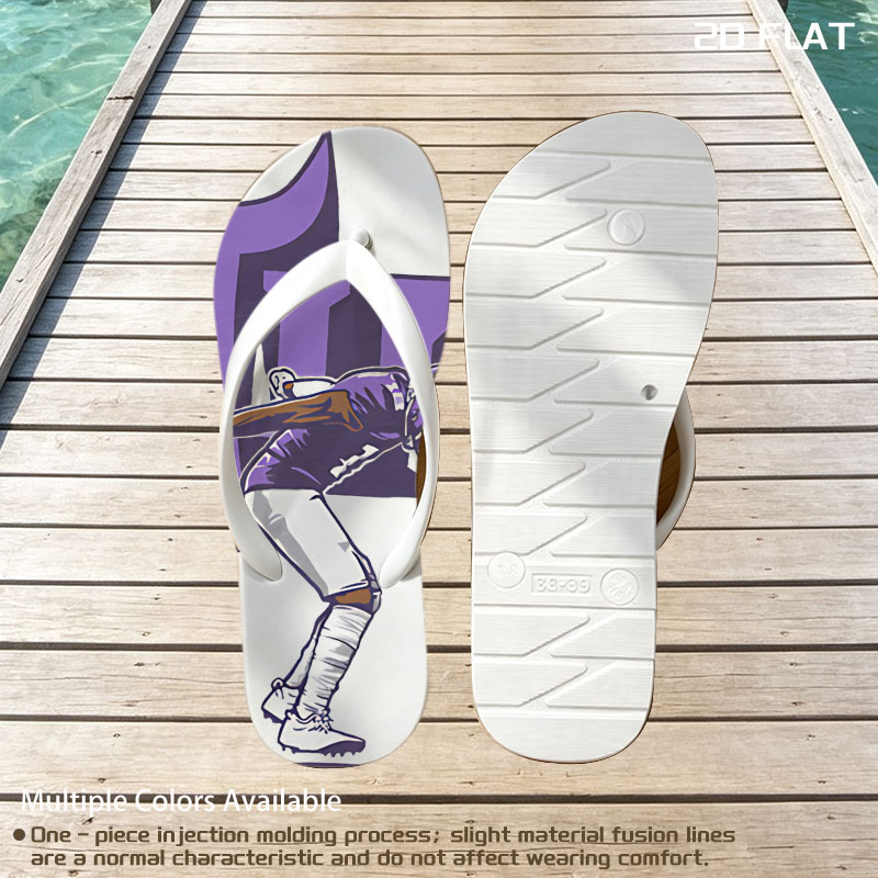 Him Football Player in Purple Uniform -  flip-flops