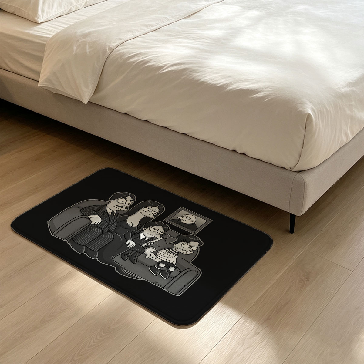 The Addams Family on Couch with Portrait of Gomez - Flannel floor mat