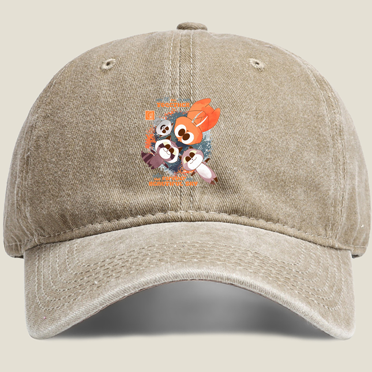 Kiff and Friends Fly Together Into the Forever Beautiful Sky - Washed Denim - Baseball Cap