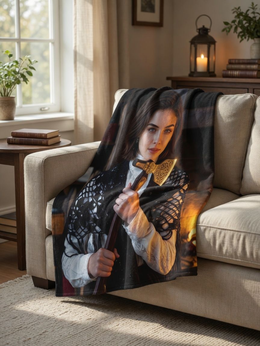 Custom Photo Face Blanket Personalized Flannel Fleece Throw, Ultra Soft Cozy Keepsake Gift for Bed and Couch