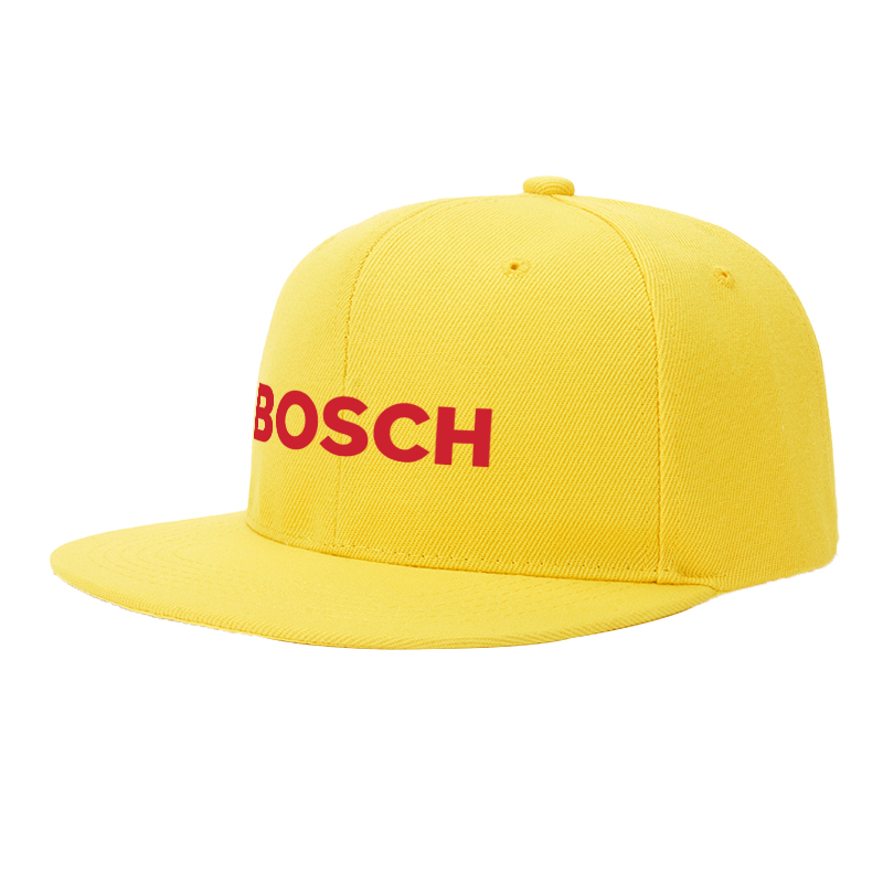 Flat Brim Baseball Cap Bosch Logo Print Streetwear Underground Skate Style for Basketball Court Skate Park Urban Lifestyle Skaters Rappers Streetwear Enthusiasts