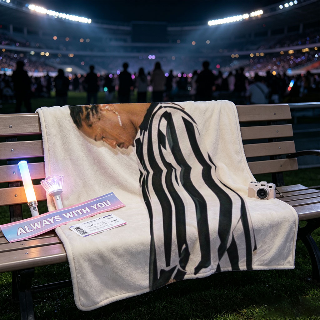 Lil Durk in a Striped Shirt with Braided Hair Against a White Background - Blankets