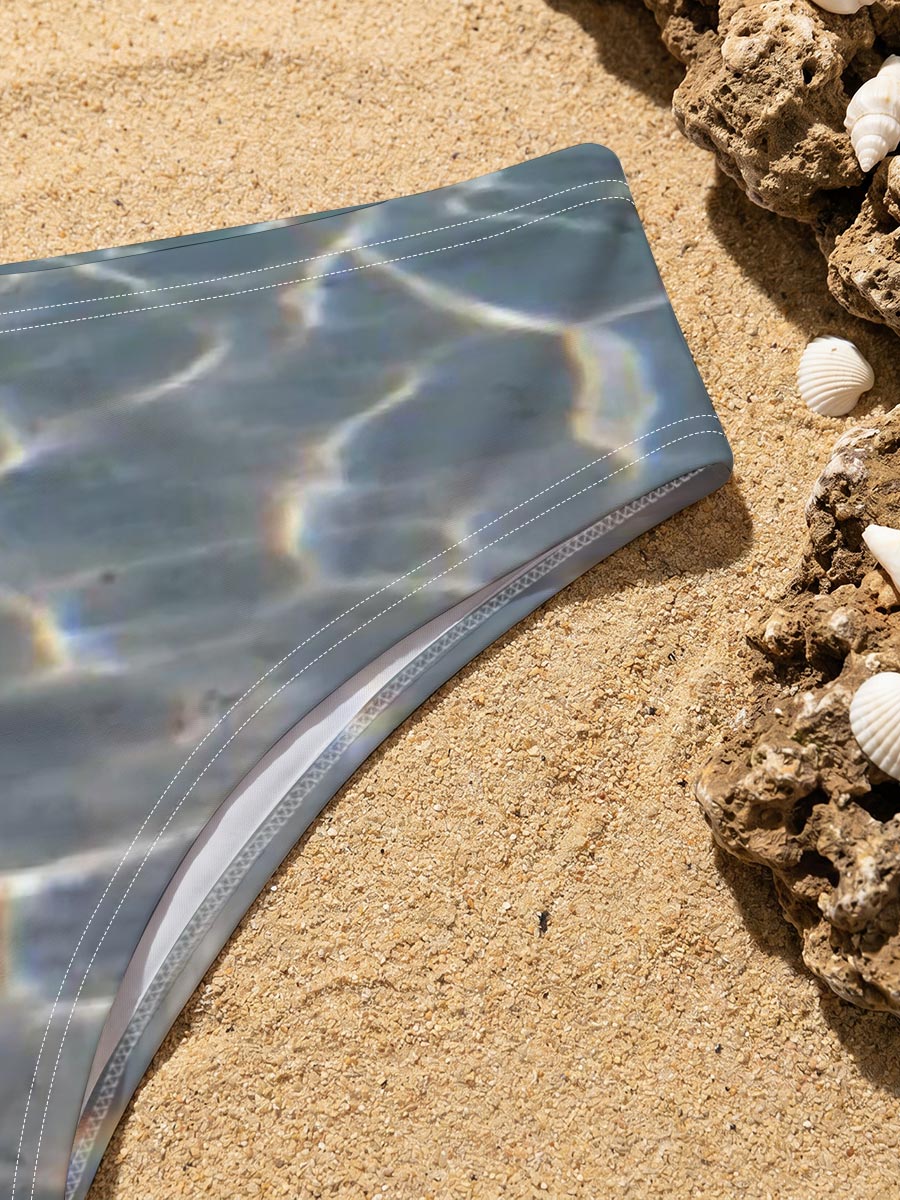 Sea turtle swimming over sandy ocean floor with sunlit ripples -  Men's swim trunks