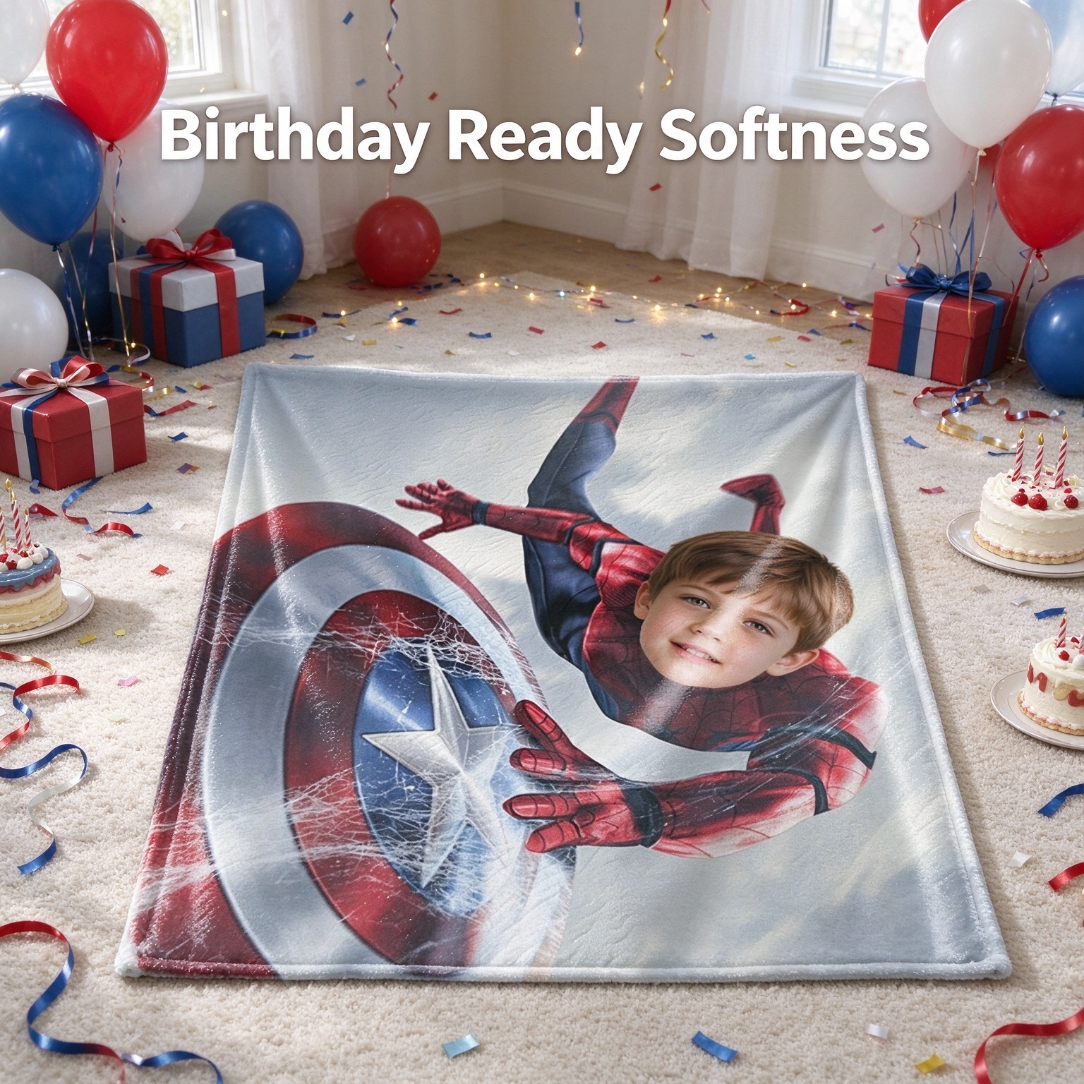 Personalized Face Superhero Blanket, Custom Photo Soft Flannel Throw for Couch Bed, Ideal Personalized Hero Gift