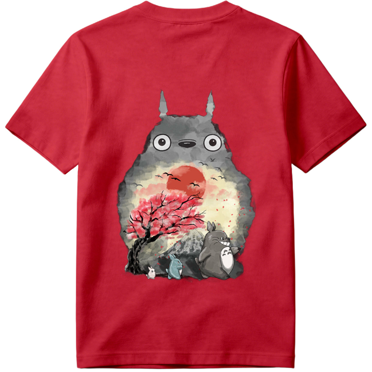 Totoro and Friends in Cherry Blossom Sunset - Tee