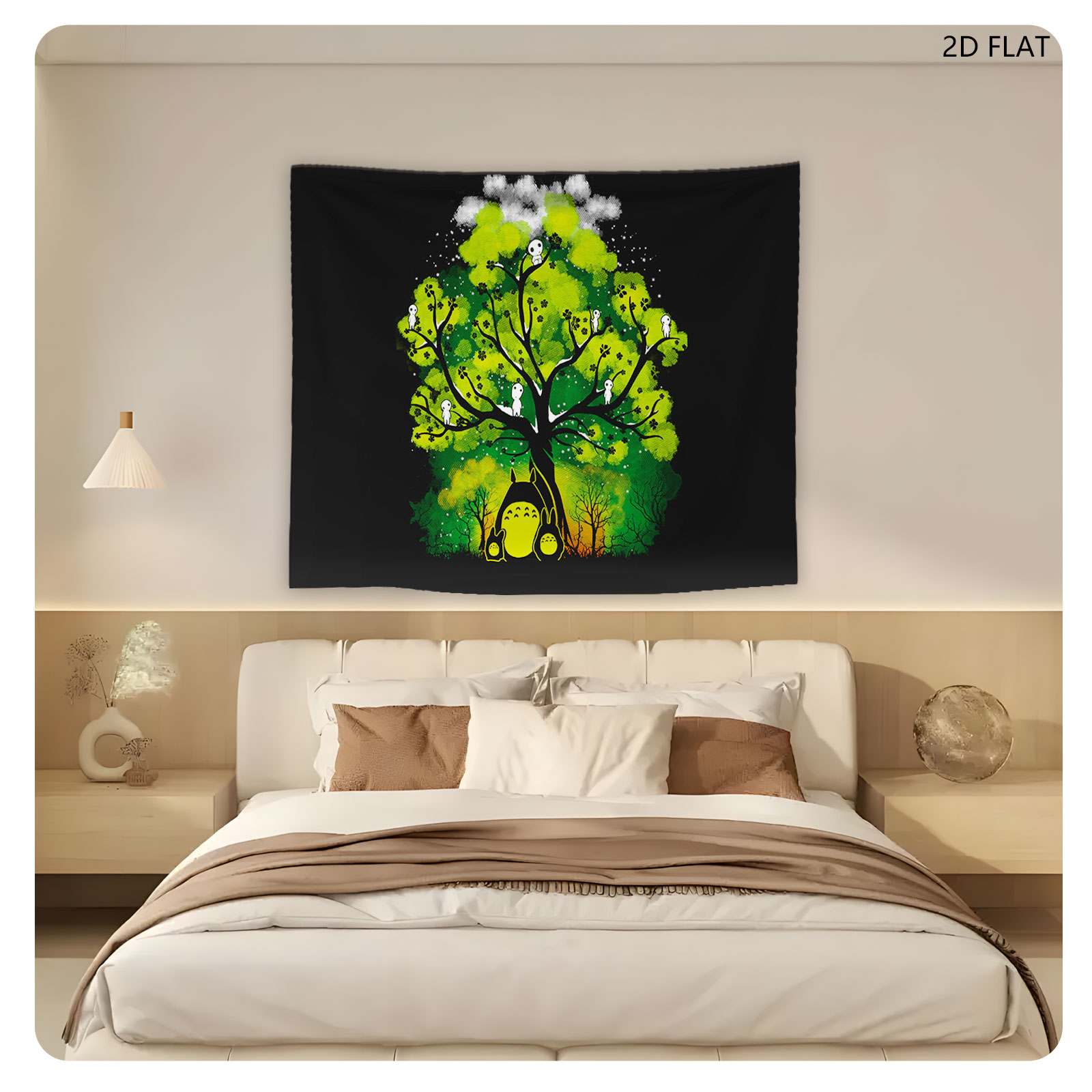 Totoro and Kodama in the Enchanted Forest - Tapestry