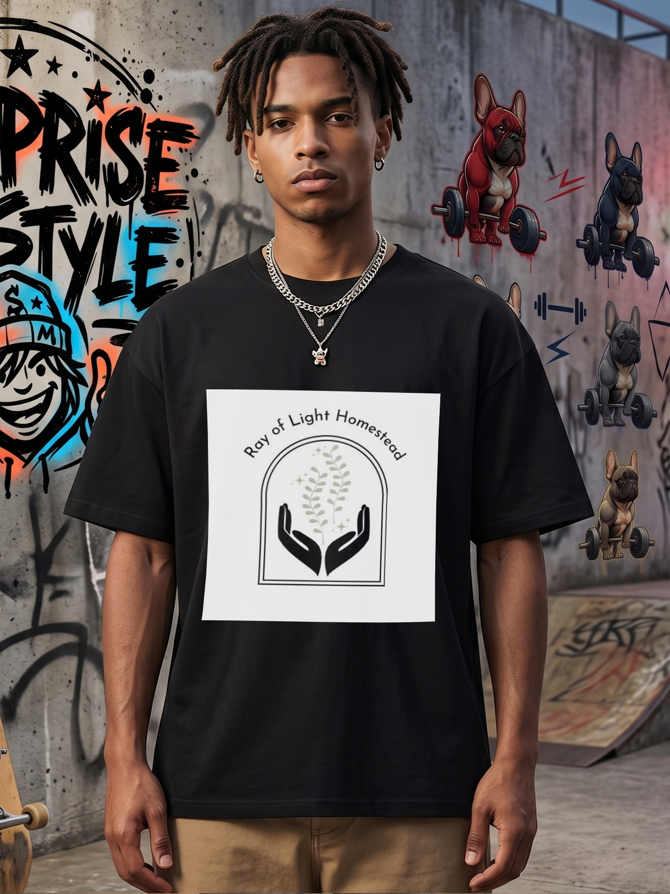 Men's Printed T-Shirt Ray of Light Homestead Hands Holding Plant Design Casual Round Neck Summer Lightweight Breathable Short Sleeve Tee for Outdoor Nature Lovers and Eco-Conscious Adults