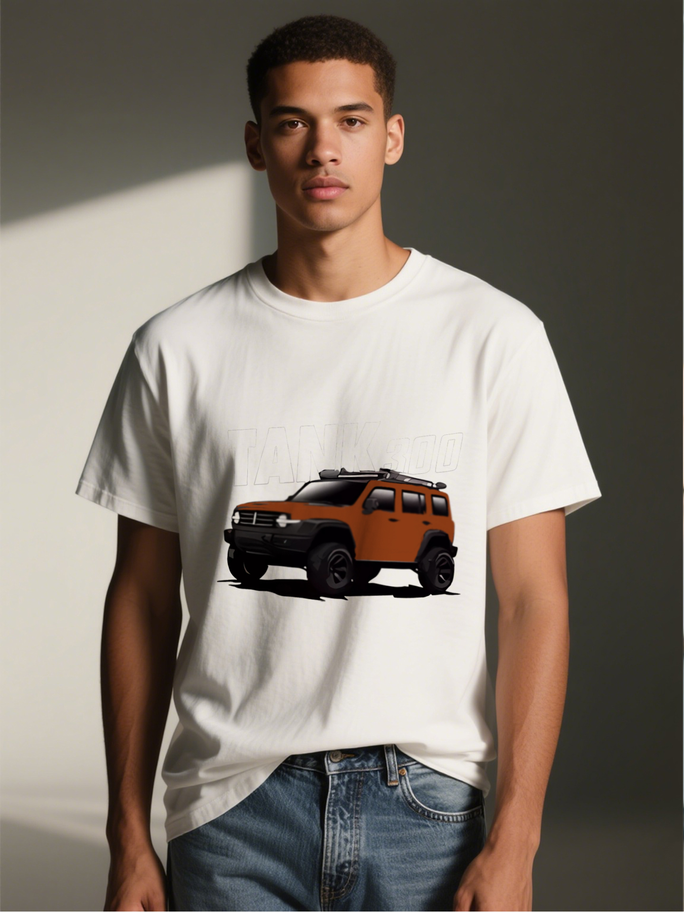 Men's Printed T-Shirt Tank 300 SUV Graphic Design Casual Round Neck Summer Lightweight Breathable Short Sleeve T-Shirt for Outdoor Adventures and Car Enthusiasts