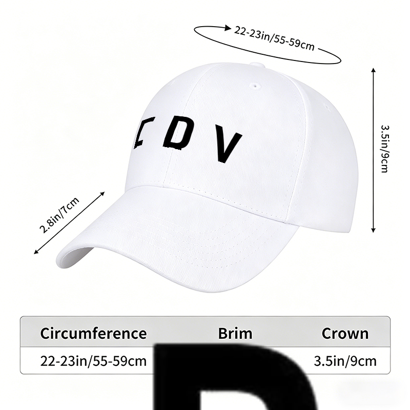 Unisex Classic Baseball Cap with EDV Embroidered Logo Design - Casual Outdoor Sun Protection Hat for Men and Women, Perfect for Daily Wear, Travel, Sports, and Urban Lifestyle