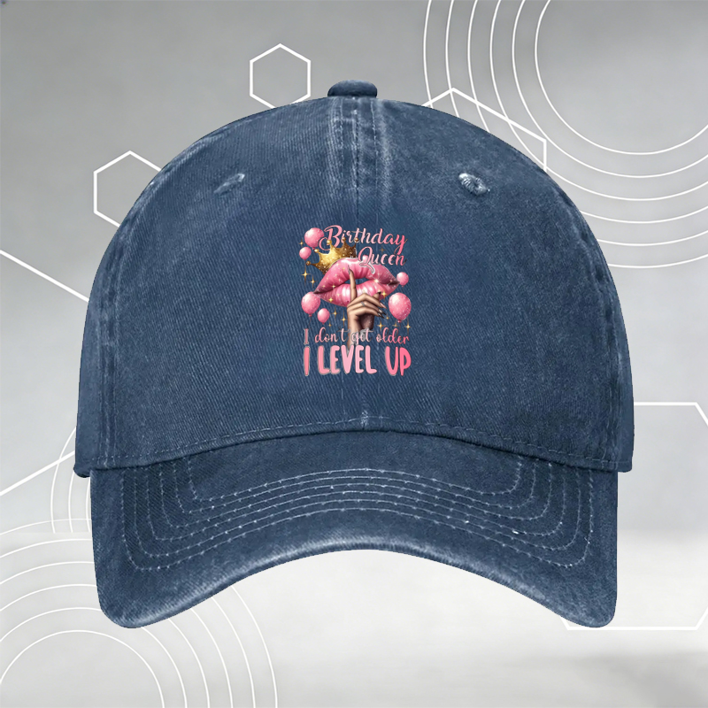 New Baseball Cap Birthday Queen Crown Lips Print Adjustable Hat for Men Women Party Celebration Gifts Unisex Fashion Accessory Birthday Gift for Her Him