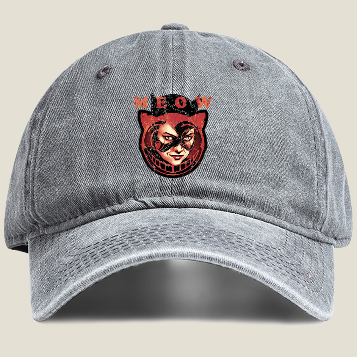 Catwoman Meow - Washed Denim - Baseball Cap