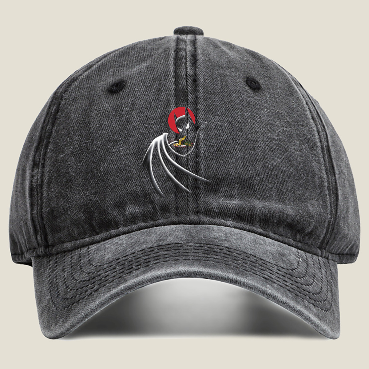 Batman Eating Ramen - Washed Denim - Baseball Cap