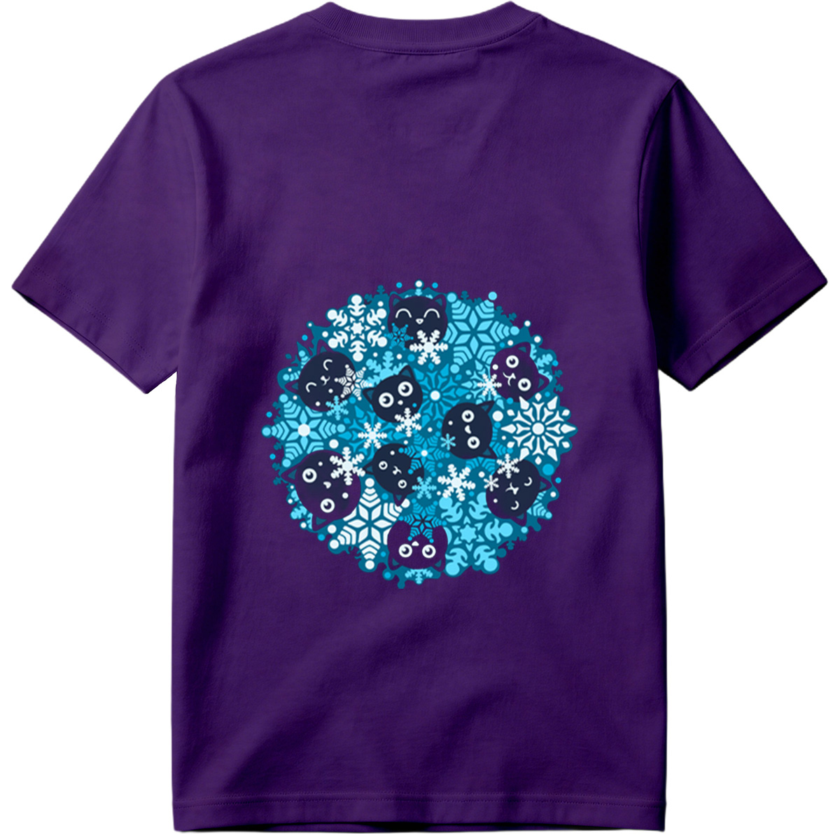 Black Cats and Snowflakes Winter Pattern - Tee