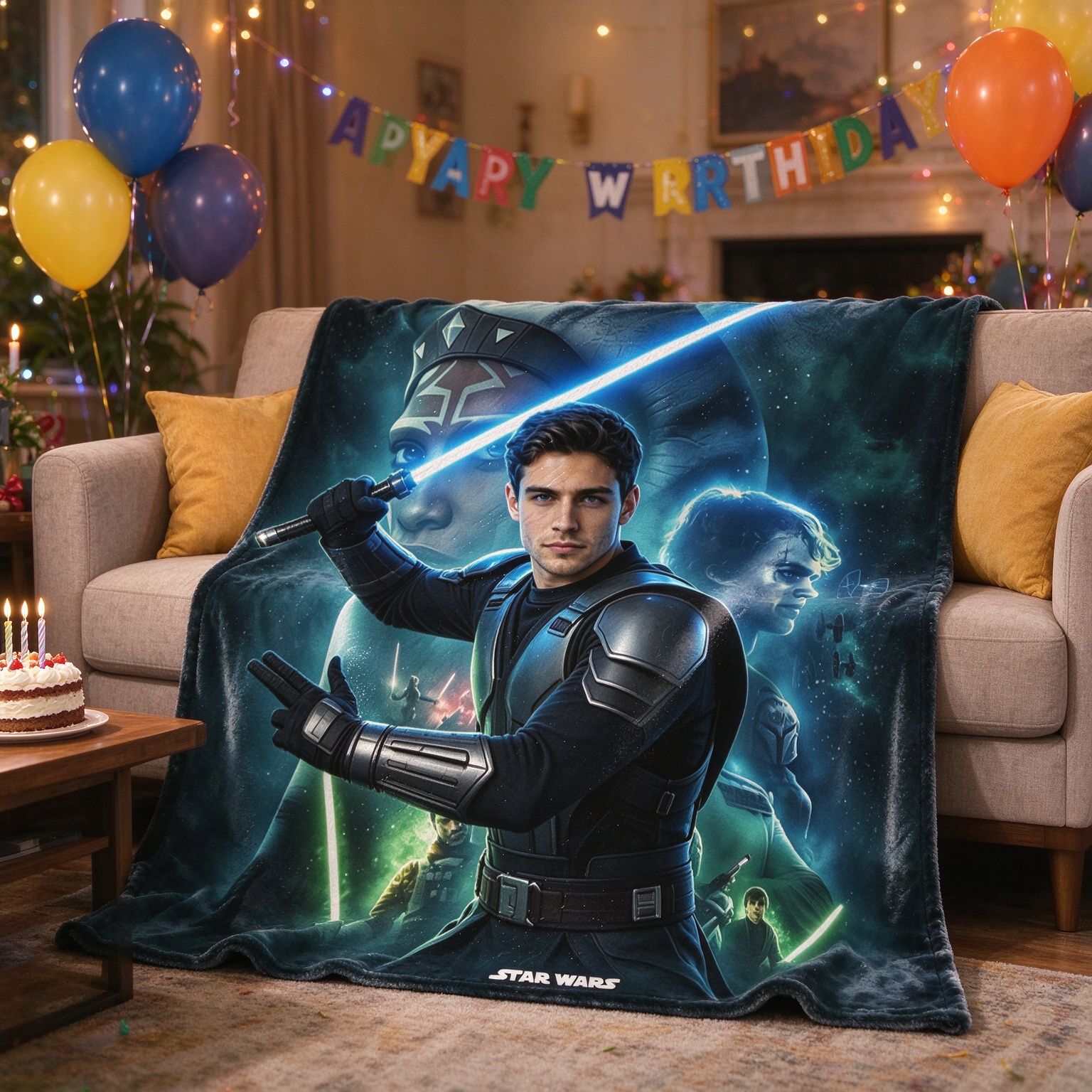 Custom Photo Face Flannel Blanket Personalized Sci-Fi Warrior Soft Fleece Throw Couch Bed Ideal Keepsake Gift