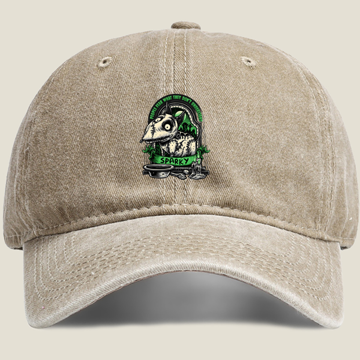 Sparky the Frankenstein Dog - Washed Denim - Baseball Cap