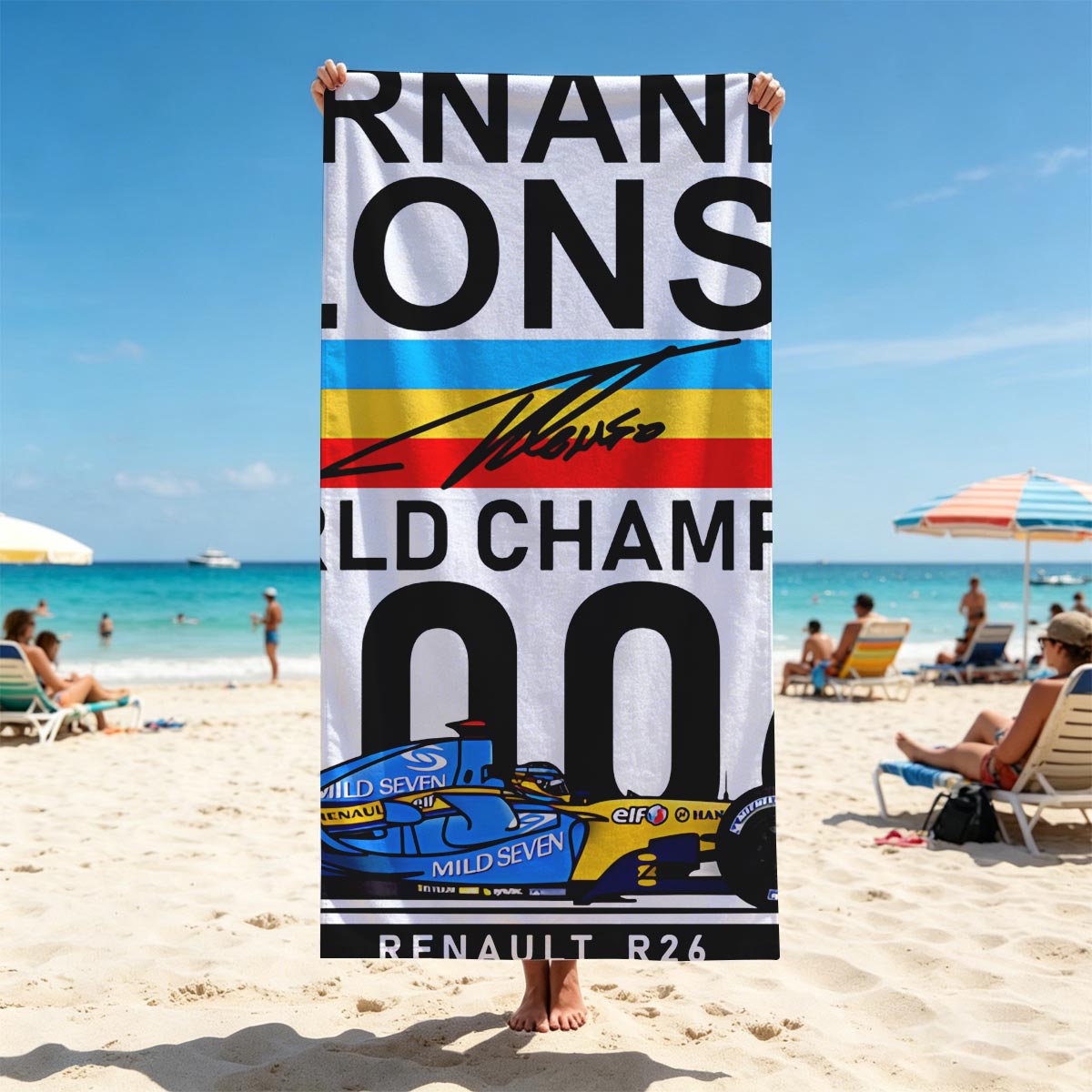Fernando Alonso Renault R26 2006 World Champion Formula 1 Racing Car - Beach towels