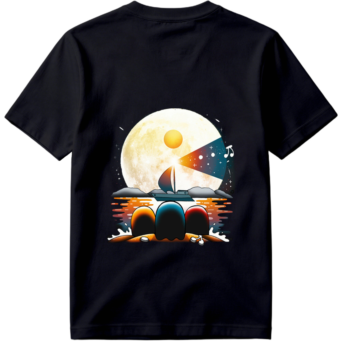 Sailboat Under the Moonlight with Musical Notes - Tee