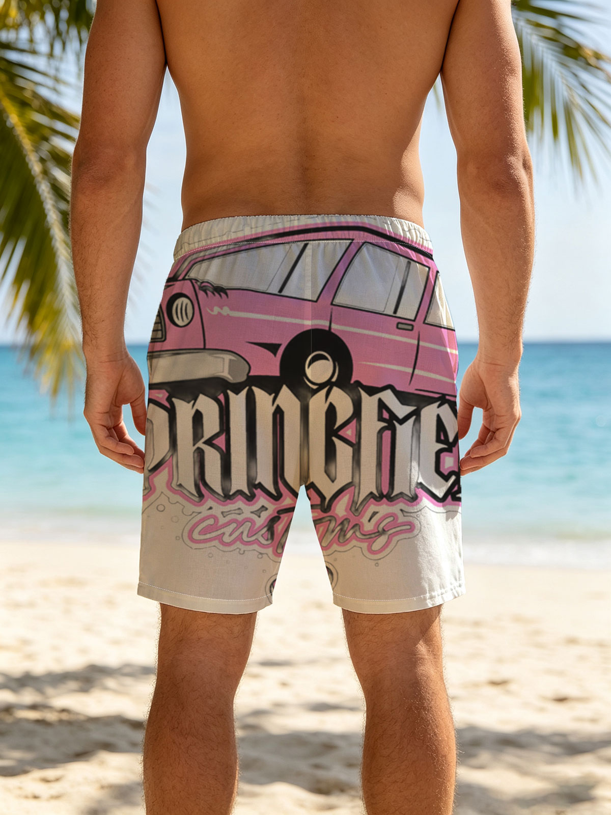 Springfield Customs Pink Car Logo -  Beach shorts