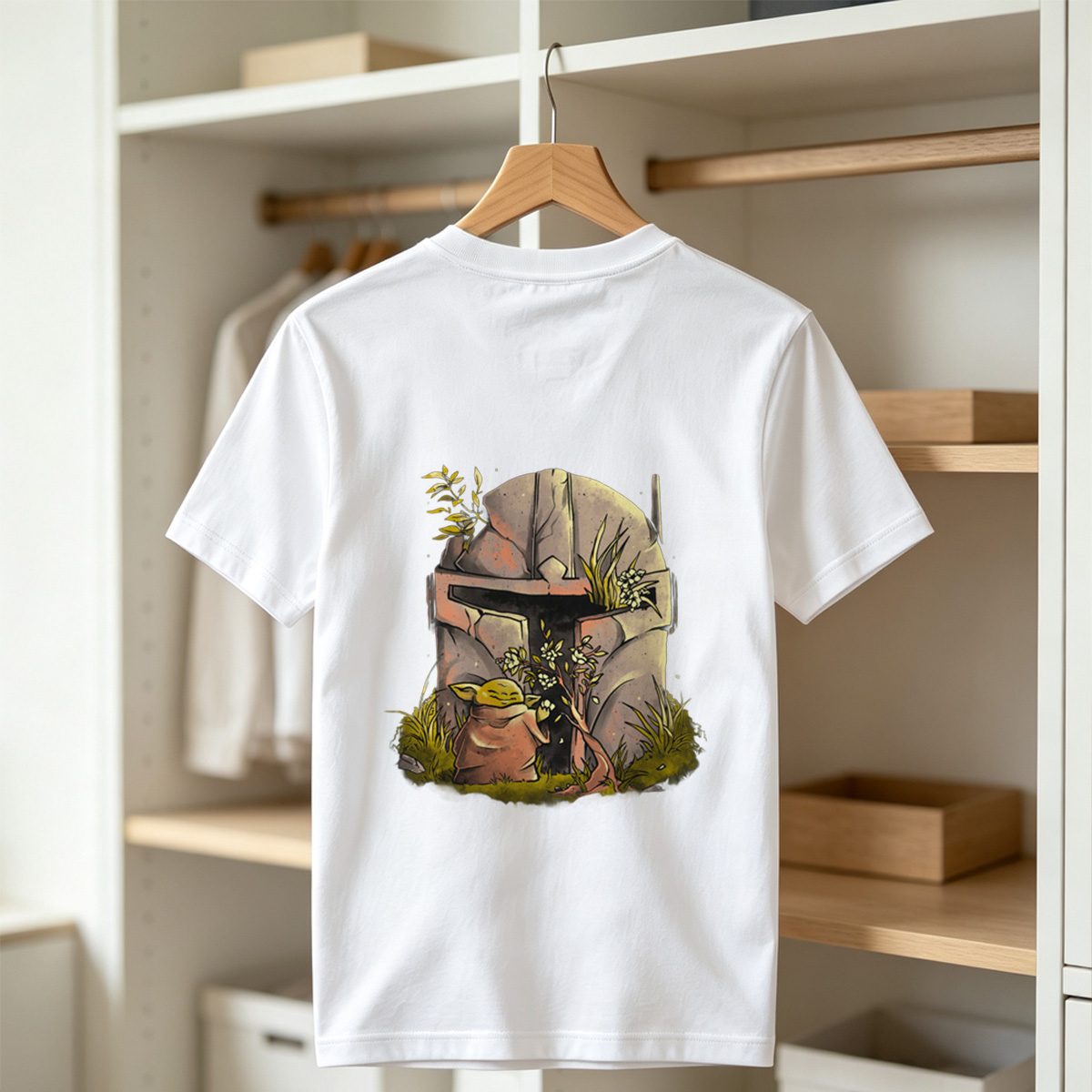 Yoda and Mandalorian Helmet Garden - Tee