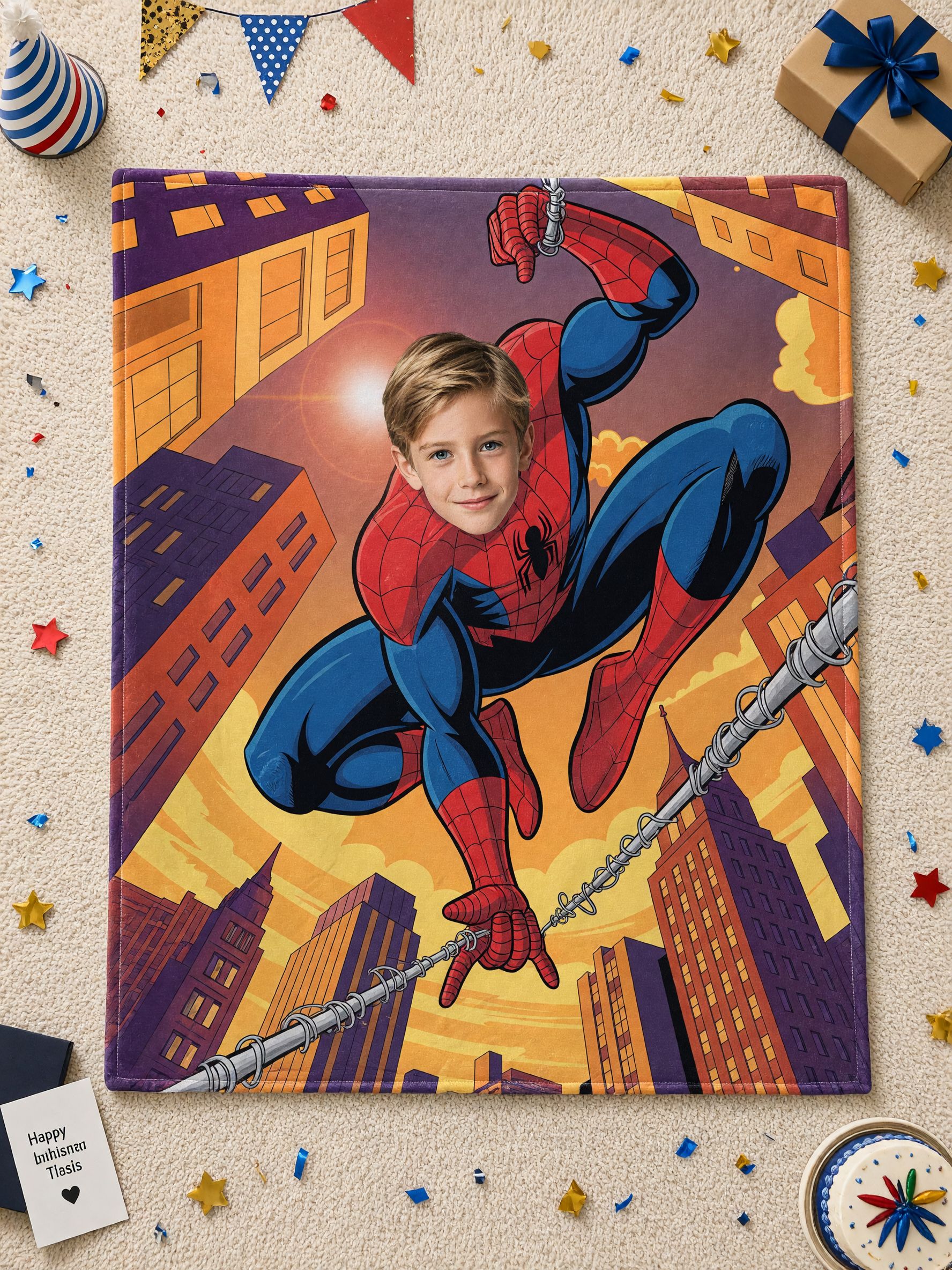 Custom Face Superhero Blanket Personalized Comic Photo Flannel Throw Soft Plush Fleece Bedding Ideal Keepsake Gift