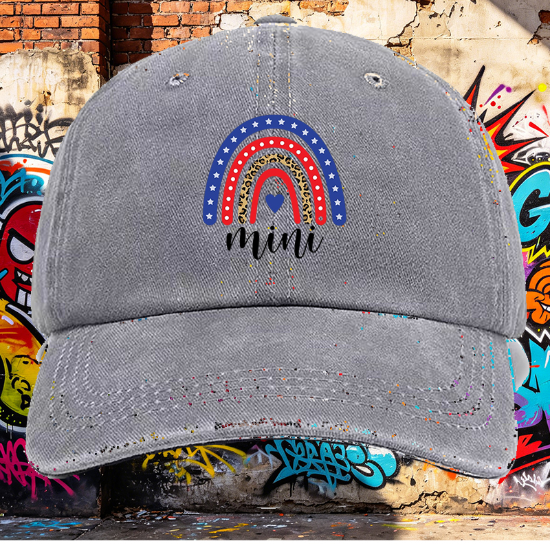 Men's Printed Washed Cap with Rainbow Leopard Stars Design, Casual Round Brim Lightweight Summer Hat for Outdoor Activities, Urban Streetwear Style, Perfect for Young Adults and Trendy Men