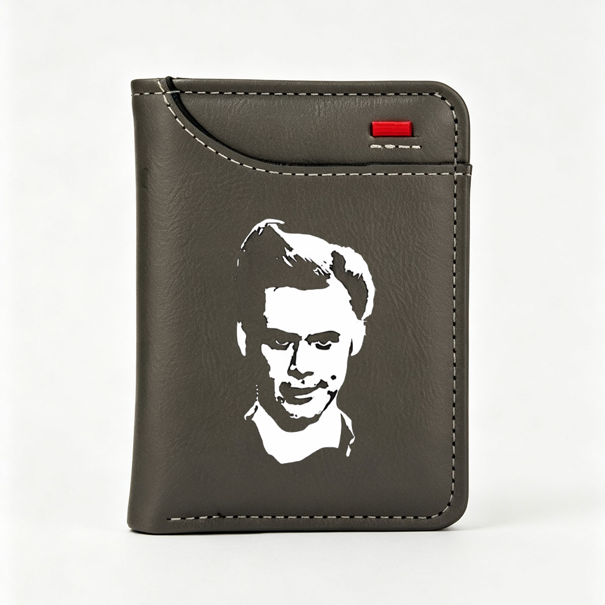 Steve Jobs Portrait in Black and White Stylized Art - Vertical Style Wallet