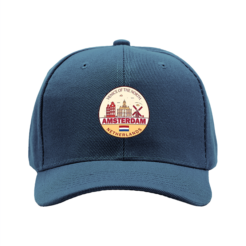 1pc New Baseball Cap Amsterdam Cityscape Print Venice of the North Design Unisex Adjustable Hat for Travel Outdoor Activities Adults and Teens
