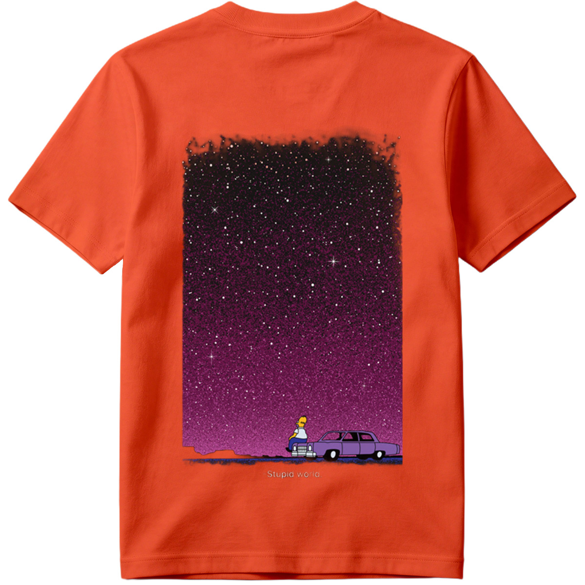 Homer Simpson Stares at the Stars in a Purple Sky - Tee