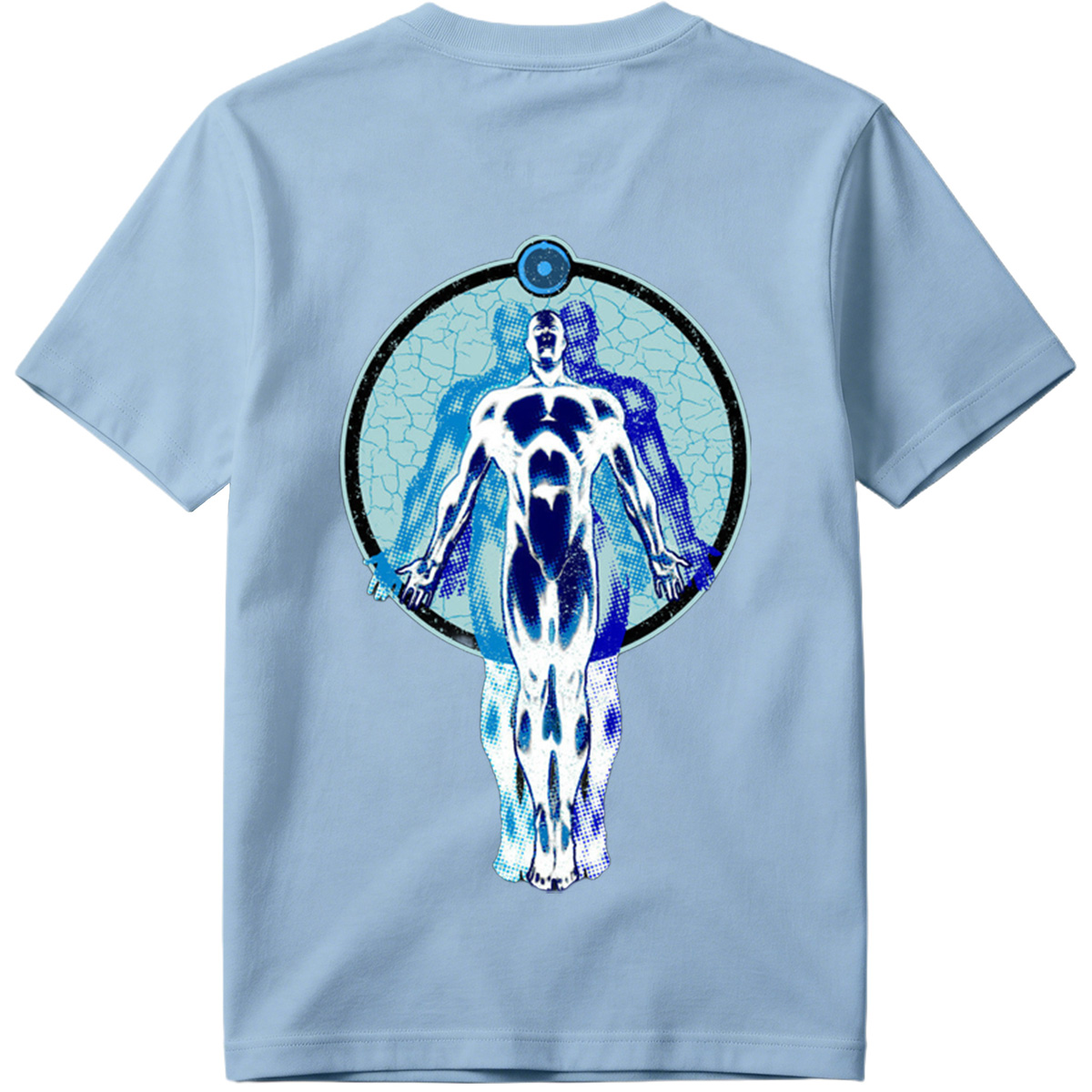 Blue Human Figure in Circular Frame - Tee