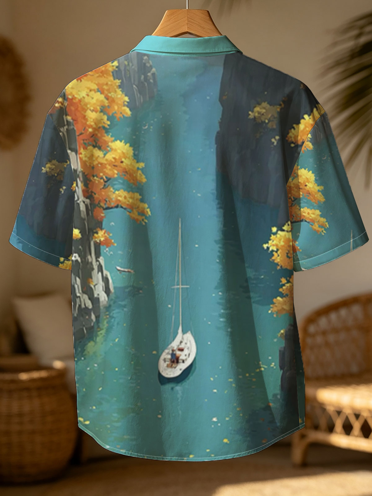 Sailboat Gliding Through Autumn Canyon -  Shirt