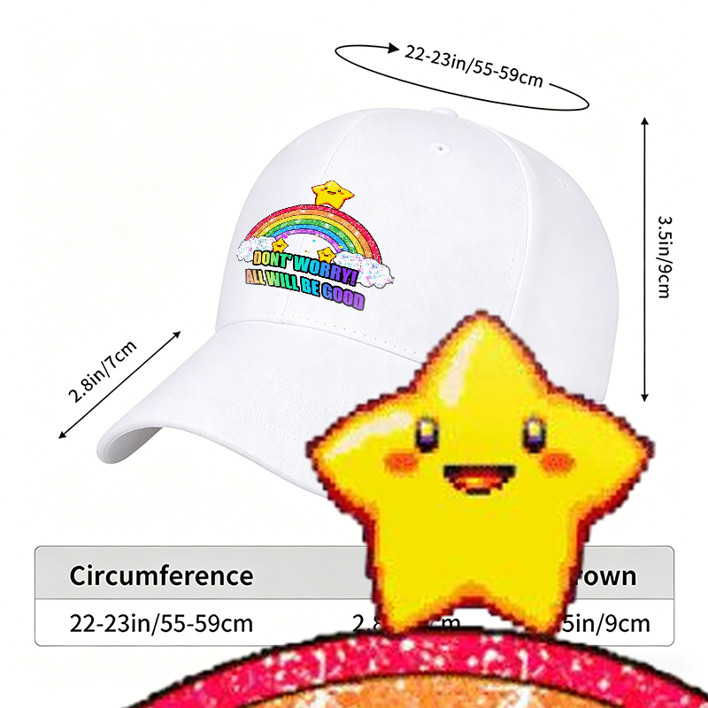 Unisex Classic Baseball Cap with Rainbow Star Print 