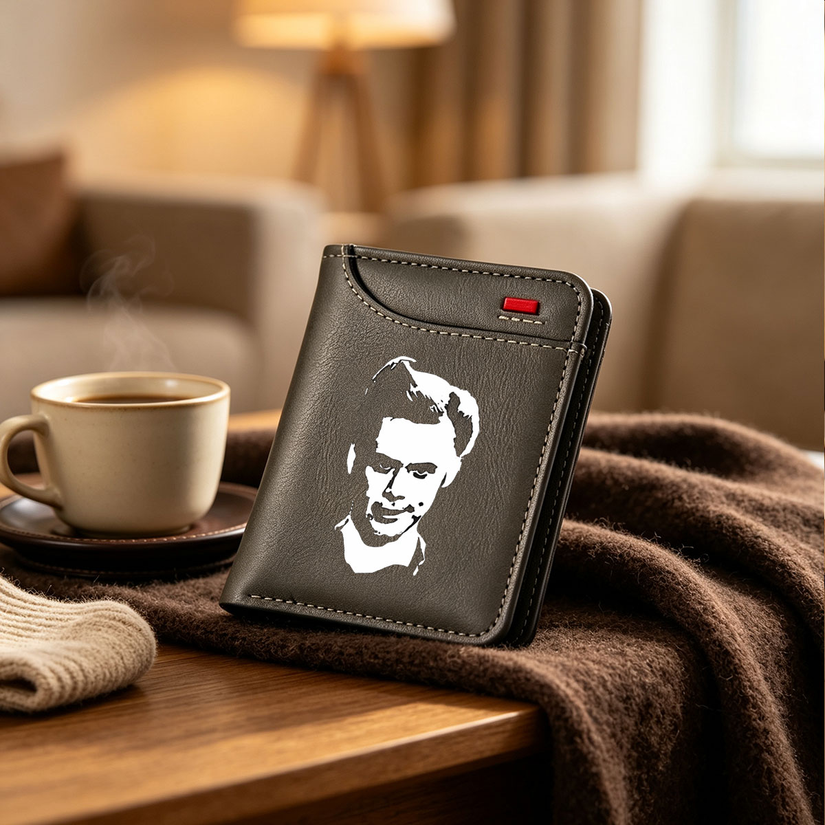 Steve Jobs Portrait in Black and White Stylized Art - Vertical Style Wallet