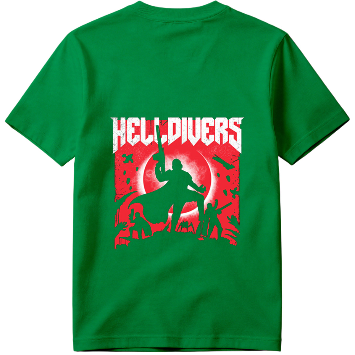 Helldivers: Silhouetted Warriors Against a Crimson Sky - Tee