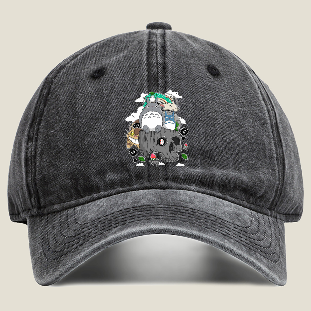 Studio Ghibli Characters Collage - Washed Denim - Baseball Cap