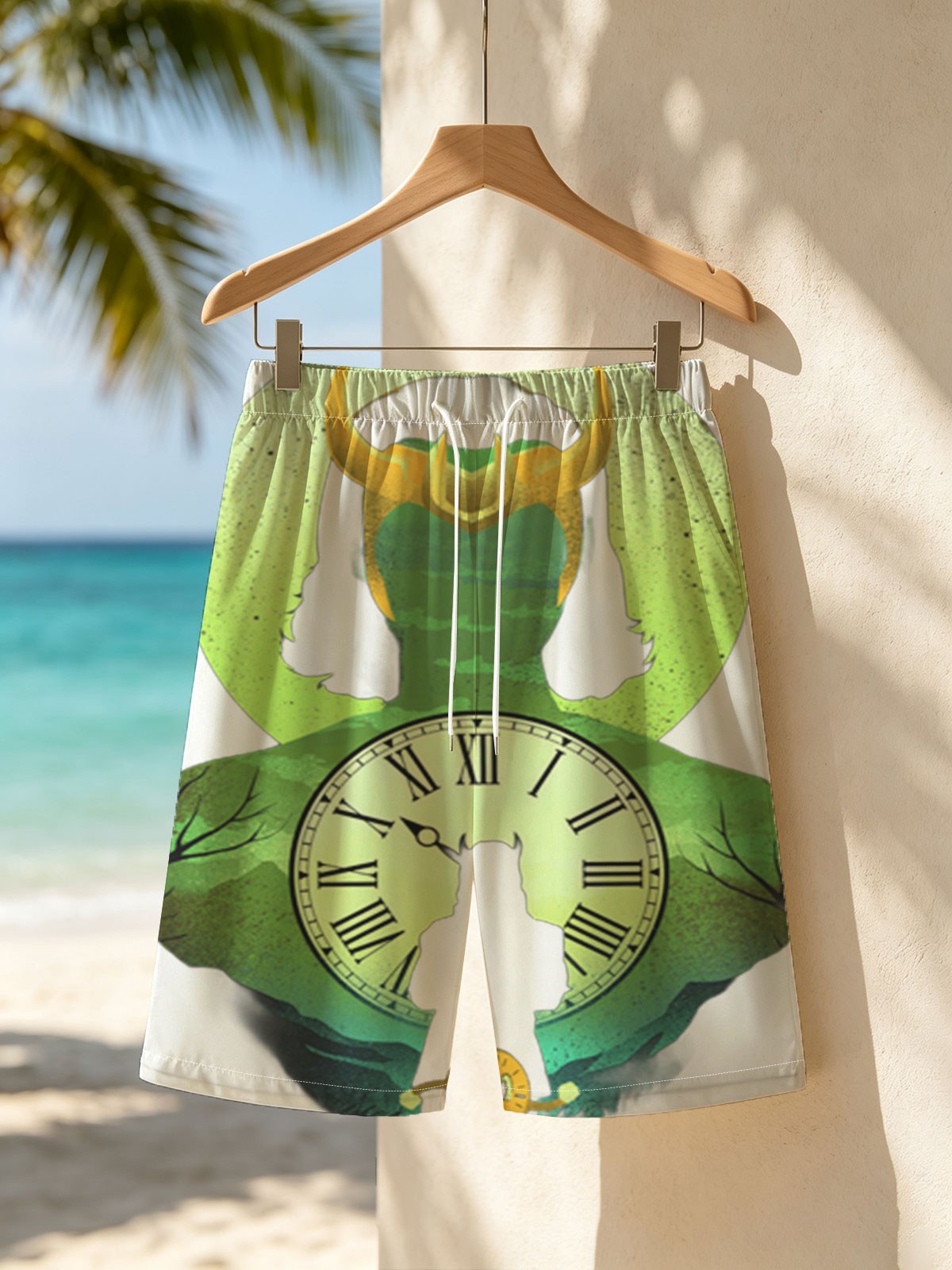 Loki and Clockwork: A Timeless Encounter -  Beach shorts