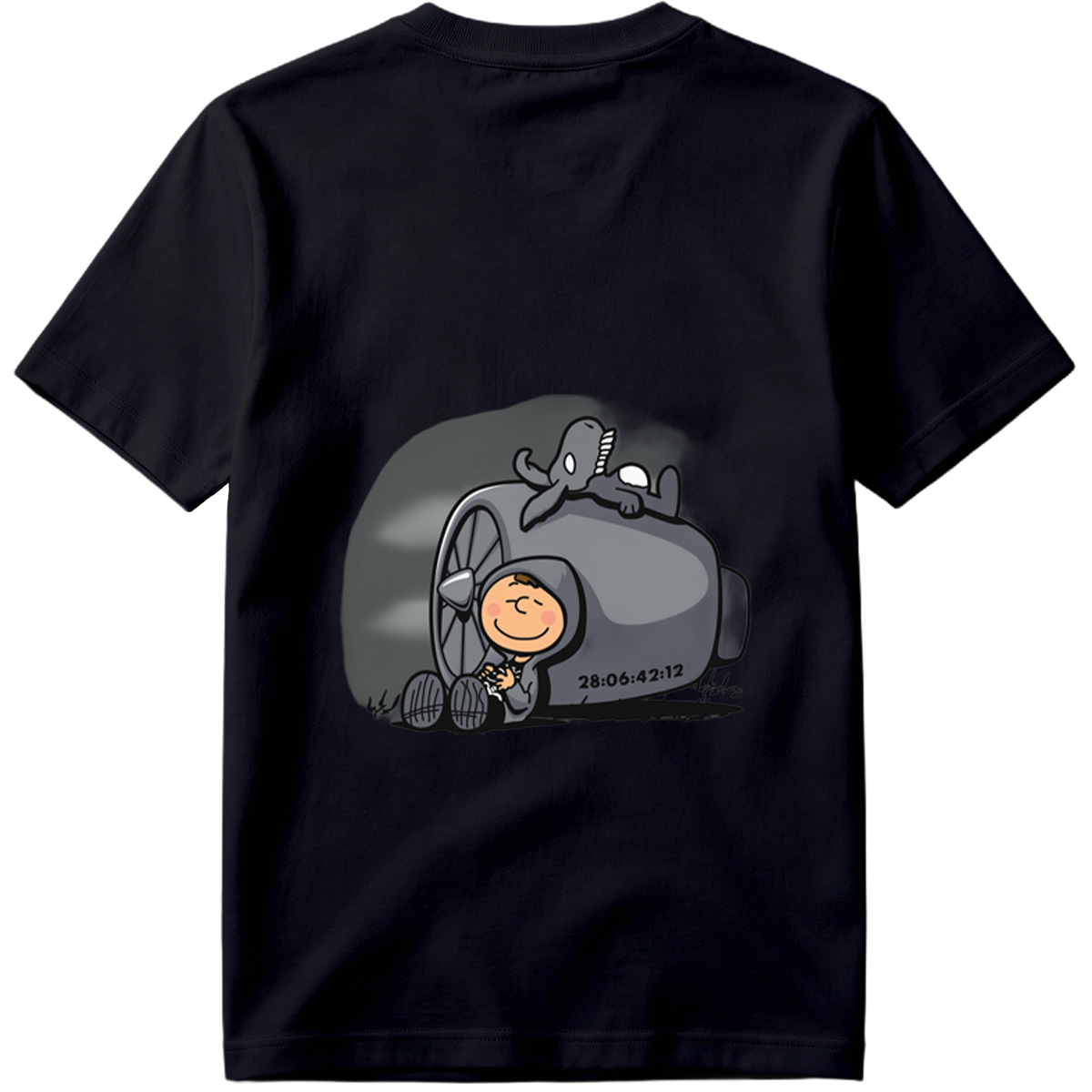 Cute Cartoon Boy with Time Machine and Octopus - Tee