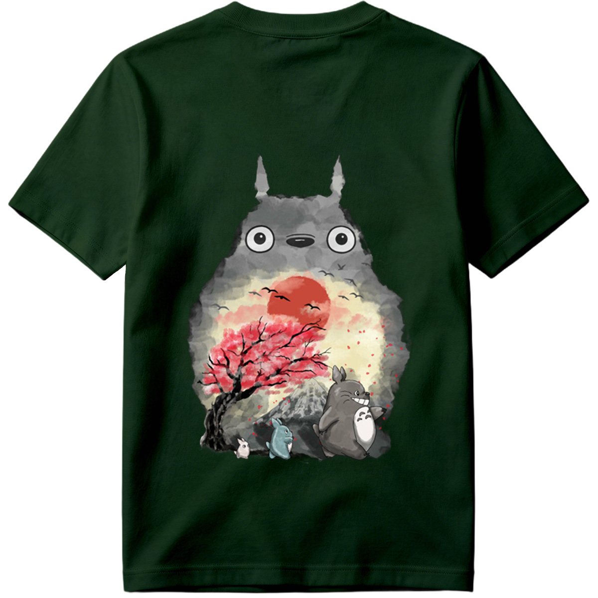 Totoro and Friends in Cherry Blossom Sunset - Tee