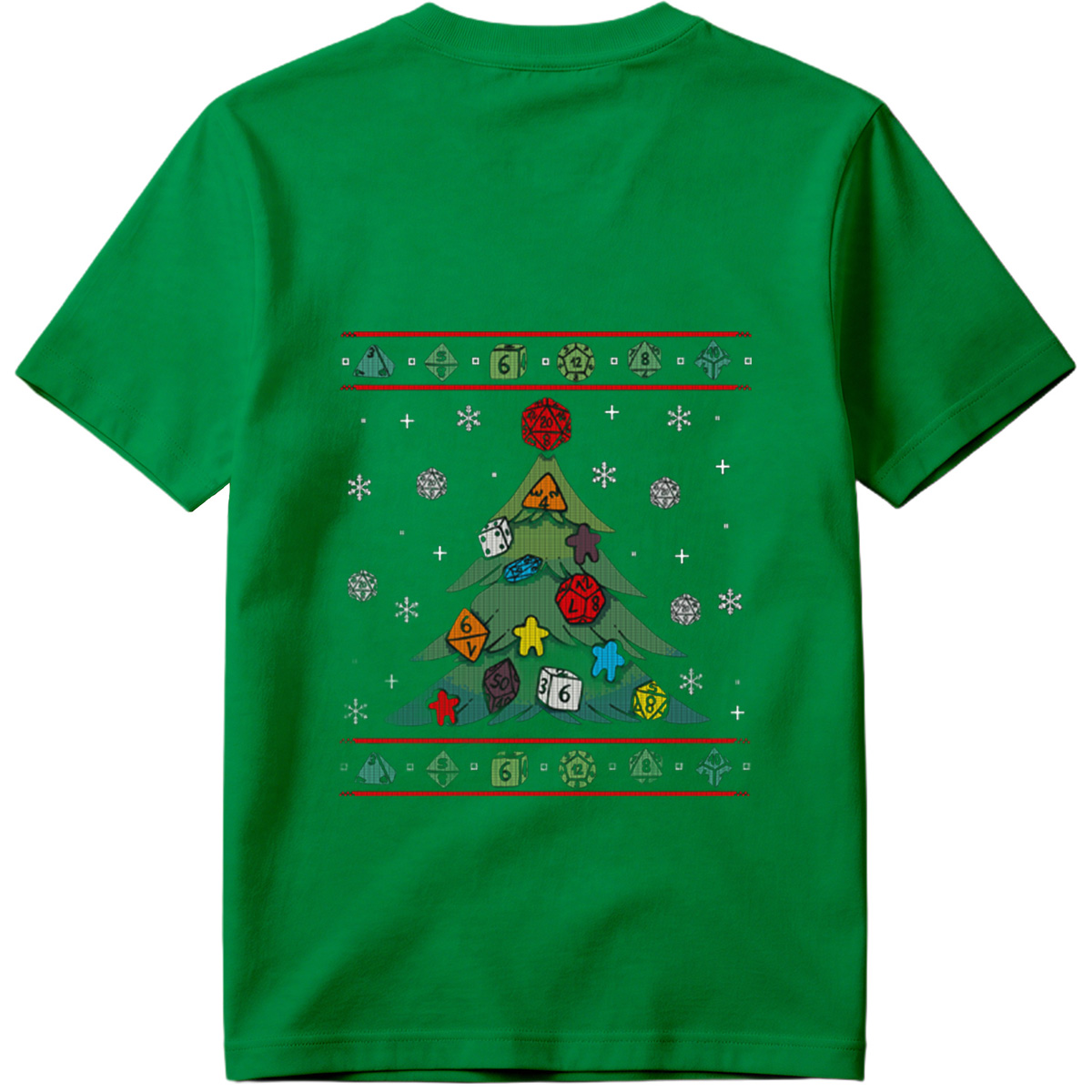D&D Christmas Tree with Polyhedral Dice Decorations - Tee