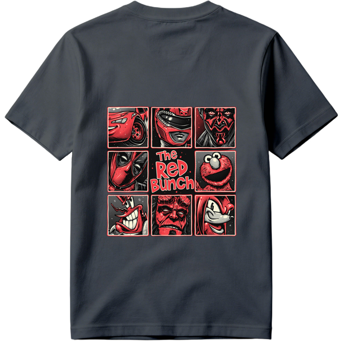 The Red Bunch: Lightning McQueen, Darth Maul, Deadpool, Elmo, Dr. Seuss's The Grinch, Hellboy, and Knuckles - Tee